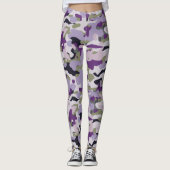 Lila Camouflage Lavender Green Camouflage Muster Leggings (Vorderseite)