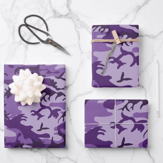Lila Camouflage, Militär, Armee Geschenkpapier Set (Vorderseite)