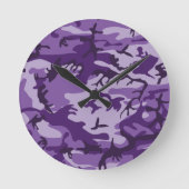 Lila Camouflage, Militär, Armee Runde Wanduhr (Vorderseite)