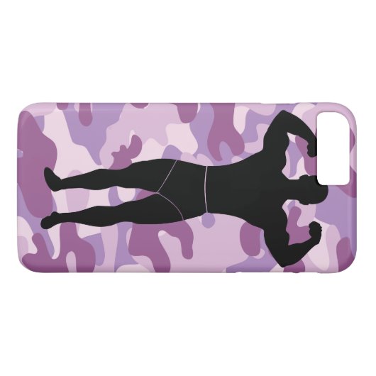 Lila Camouflage mit Bodybuilder iPhone Case (Rückseite (Horizontal))