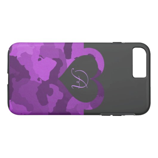 Lila Camouflage mit kundengerechtem Monogramm Case-Mate iPhone Hülle (Rückseite (Horizontal))