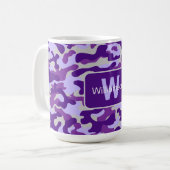 Lila Camouflage mit Personalisierung   Kaffeetasse (Vorderseite Links)