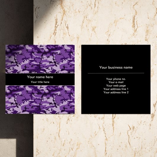 Lila Camouflage-Muster, Militär, Armee Quadratische Visitenkarte