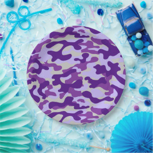 Lila Camouflage  Pappteller