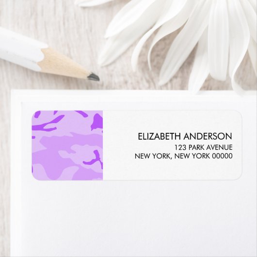 Lila Camouflage-Rücksendeadressen-Aufkleber (Insitu)
