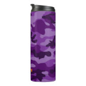 Lila Camouflage Sport Moderne Orange NAME Travel Thermosbecher (Nach rechts gedreht)
