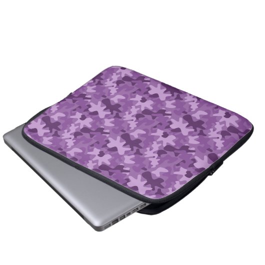 Lila Camouflage-Tarnungs-Muster-Laptop-Hülse Laptopschutzhülle (Vorne Knopf)