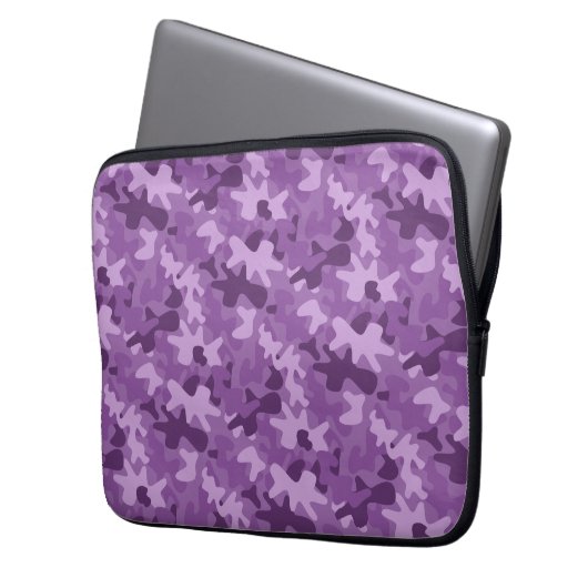 Lila Camouflage-Tarnungs-Muster-Laptop-Hülse Laptopschutzhülle (Vorderseite Links)