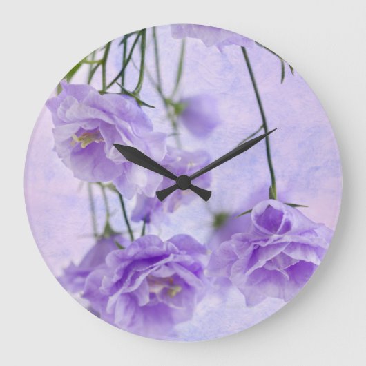 Lila Campanella Blume Makro Große Wanduhr (Vorderseite)