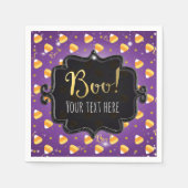Lila Candy Corn & Gold Dots Whimsisches Halloween Serviette (Vorderseite)