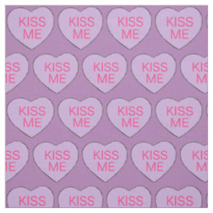 Lila Candy Hearts Kiss Me Valentine's Day Liebe Stoff