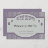 Lila Candy Shoppe Einladung (Vorne/Hinten)