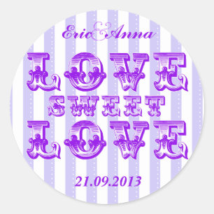 Lila Candy Strip LIEBE SWEET LIEBE Aufkleber