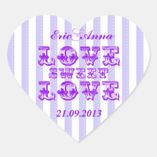 Lila Candy Stripe LOVE SWEET LOVE Aufkleber