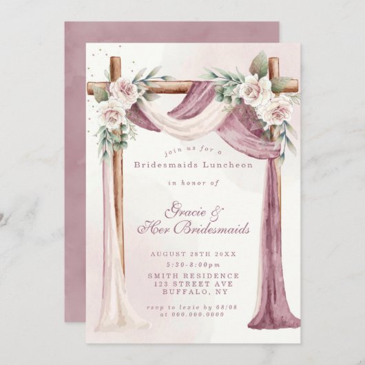 Lila Canopy Florals Bridesmaids Luncheon Einladung (Vorne/Hinten)
