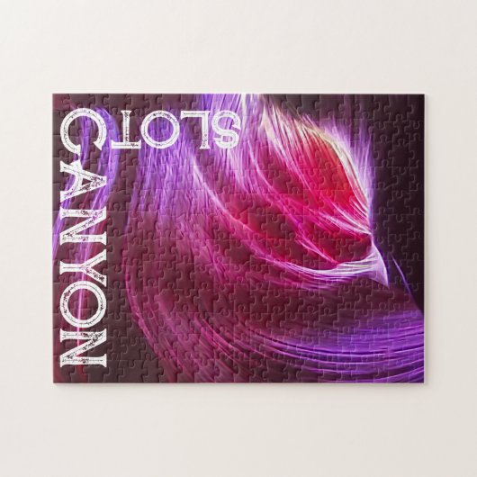 Lila Canyon mit weißem Text oder Foto und Text Puzzle (Horizontal)