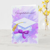 Lila-Cap-Abschluss - individuell anpassbare Karte (Gelbe Blume)