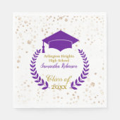 Lila Cap and Laurel Graduation Party Napkins Serviette (Vorderseite)