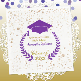 Lila Cap and Laurel Graduation Party Napkins Serviette