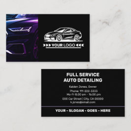Lila Car Service Auto mit minimalistischem Detail Visitenkarte