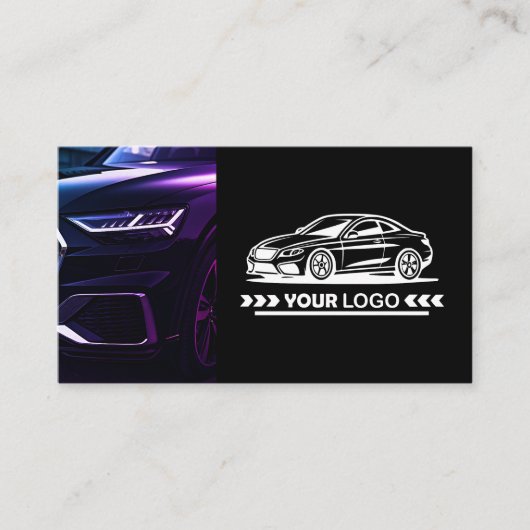 Lila Car Service Auto mit minimalistischem Detail Visitenkarte (Vorderseite)
