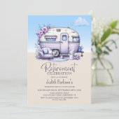 Lila Caravan Retirement Party Einladung (Stehend Vorderseite)