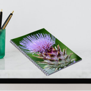 Lila Cardoon-Distel-Blume Notizblock
