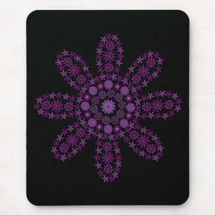 Lila Cartoon-Blumenschwarz-Mausunterlage Mousepad