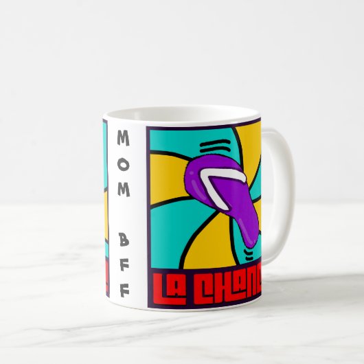 Lila Cartoon Chancla Funny Spanish Latina Mama Kaffeetasse (VorderseiteRechts)