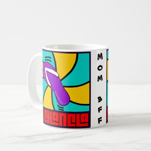 Lila Cartoon Chancla Funny Spanish Latina Mama Kaffeetasse (Vorderseite Links)