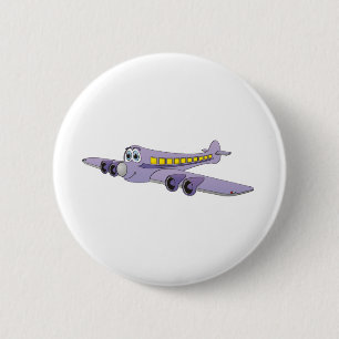 Lila Cartoon für Passagierflugzeuge Button