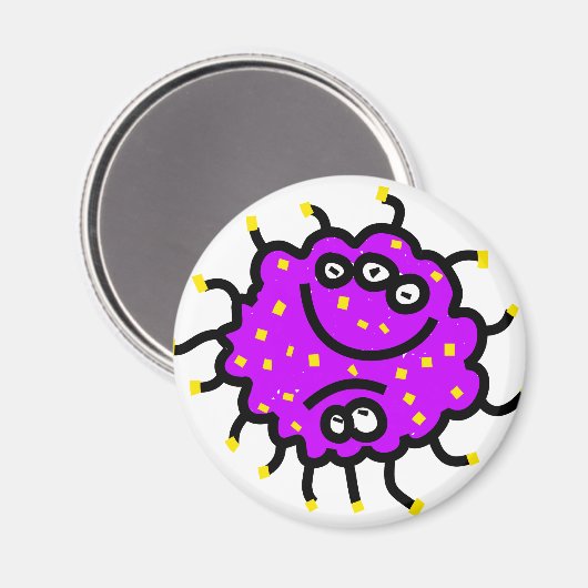 Lila Cartoon Germ Magnet (Vorderseite/Rückseite)