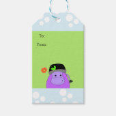 Lila Cartoon Hippo Geschenkanhänger (Vorderseite)