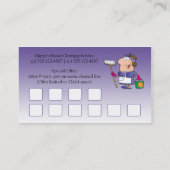 Lila Cartoon-Mädchen-Haus-Reinigungs-Kunde Loyalt Visitenkarte (Rückseite)