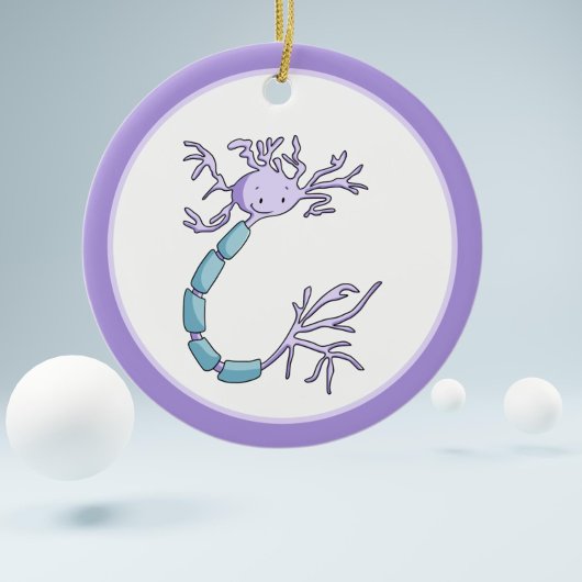 Lila Cartoon Neuronaler Zellbiologie Weihnachten Keramik Ornament
