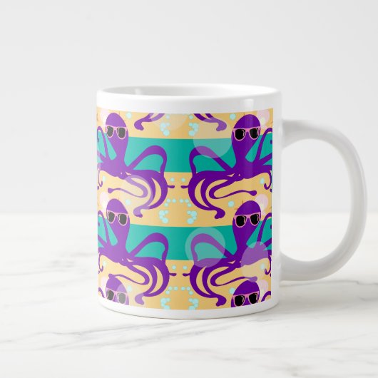 Lila Cartoon Octopus Unterwasser Fun Design Jumbo-Tasse (Rechts)