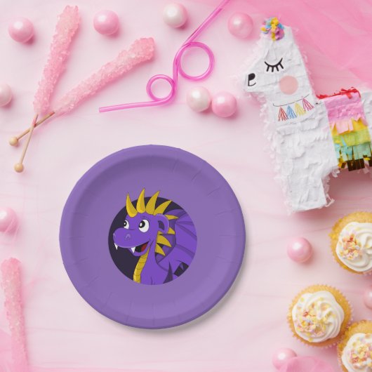 Lila Cartoon Pappteller (Party)