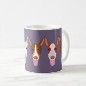 Lila Cartoon Podenco Dog Faces Kaffeetasse (VorderseiteRechts)