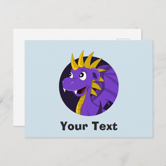 Lila Cartoon Postkarte (Vorne/Hinten)