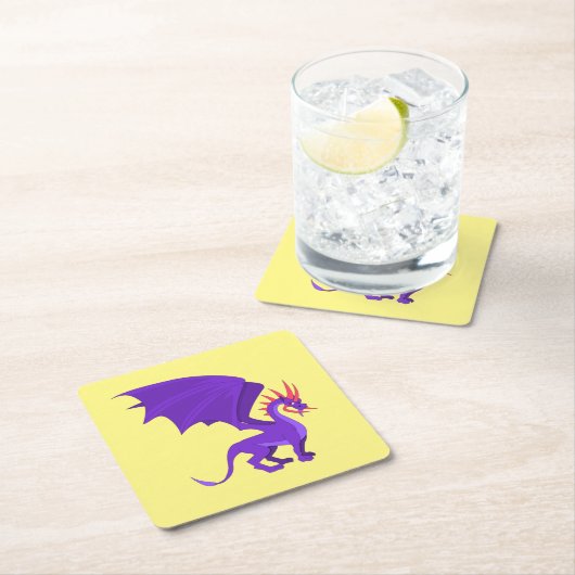 Lila Cartoon Rechteckiger Pappuntersetzer (Vor Ort)