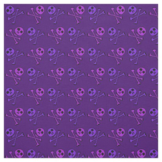 Lila Cartoon Schädelmuster Stoff (Muster)