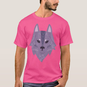 Lila Cartoon Wolf Head T-Shirt