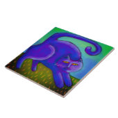 Lila Cat-Abstraktes digitales Bild Fliese (Seite)