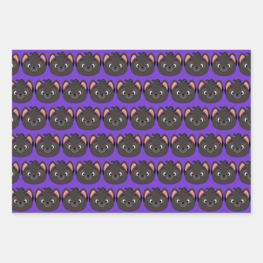 Lila Cat Halloween Geschenkpapier Set (Vorderseite 2)