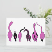 Lila Cat-Hintern Einladung (Stehend Vorderseite)