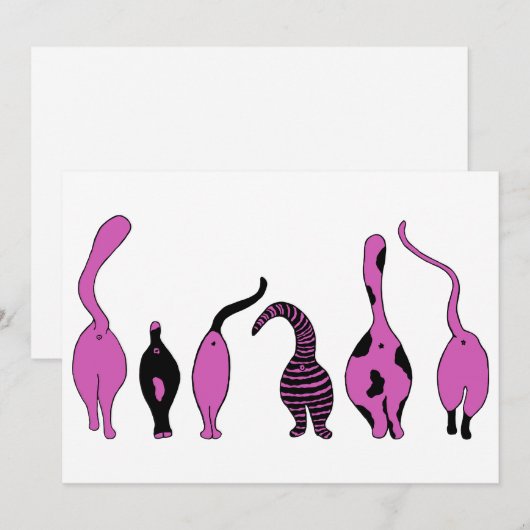 Lila Cat-Hintern Einladung (Vorne/Hinten)