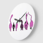 Lila Cat-Hintern Große Wanduhr (Winkel)