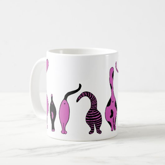 Lila Cat-Hintern Kaffeetasse (Vorderseite Links)
