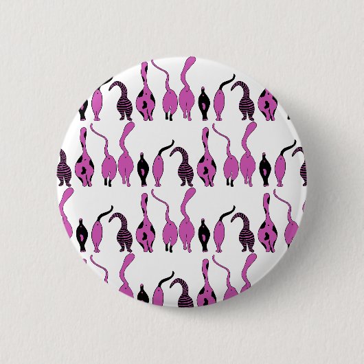 Lila Cat Hintern Muster Button (Vorderseite)