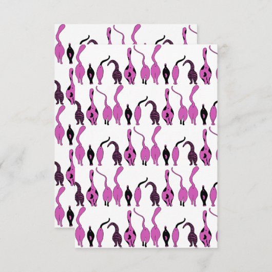 Lila Cat Hintern Muster Dankeskarte (Vorne/Hinten)